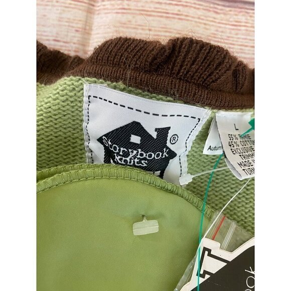 NWT Vintage Storybook Knits Green Floral Knit Button Front Cardigan - Large - Picture 9 of 12